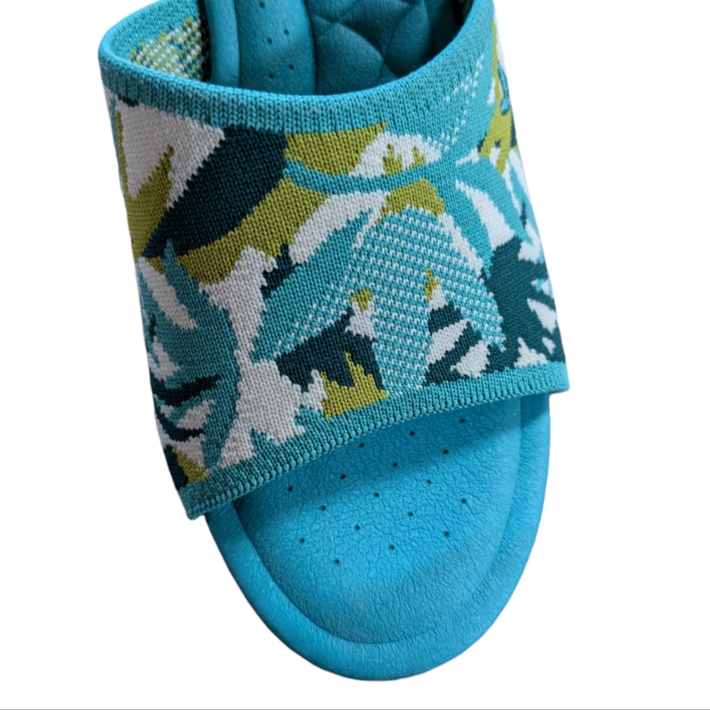 VIVAIA Round Toe Wedge Sandals Stacey Pro Multi Turquoise Tropical Size 41.5 - Picture 6 of 11
